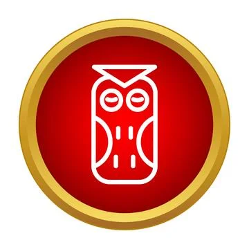 Owl icon symbolizing wisdom and education on red circle Stockillustratie