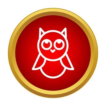 Owl icon symbolizing wisdom and learning on red circle Stock Illustration