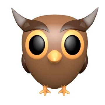 Owl isolated on white background. 3d rendering Illustrazione stock