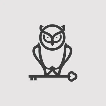 Owl key icon logo vector design Stock Illustration