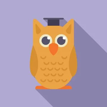 Owl knowledge icon flat vector. University college Stock Illustration