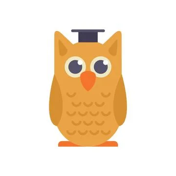 Owl knowledge icon flat vector. University college Stock Illustration