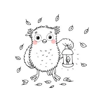 Owl with a lantern. Stock Illustration