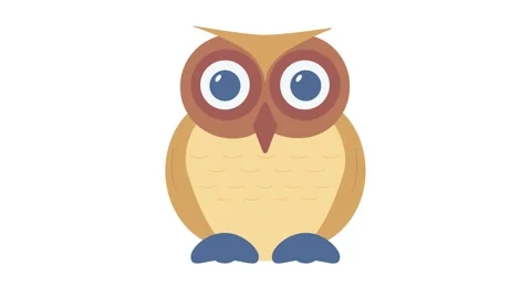 An owl with large, expressive eyes perched against a solid black background. 스톡 동영상 332452828