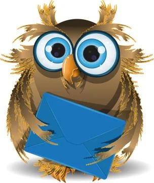 Owl with a letter Stock Illustration