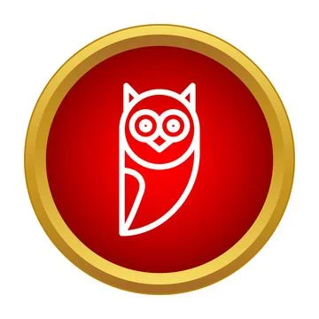 Owl line icon in a red and gold circle Stock Illustration