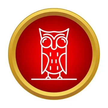 Owl linear icon representing wisdom and knowledge button Stock Illustration