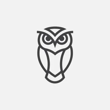 Owl linear logo icon, owl mascot Stock Illustration
