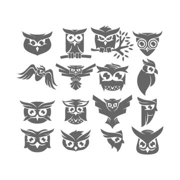 Owl Logo Design Collection Vector Template Set Stock-Illustration