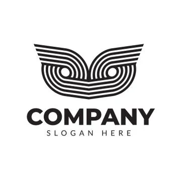 Owl logo made of stripes 스톡 일러스트