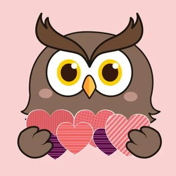 Owl with love Stock Illustration