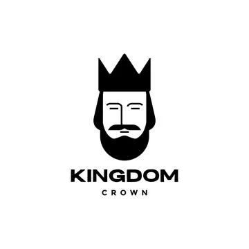 Owl man face king bearded crown minimalist logo design vector Stock Illustration