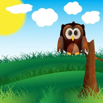 Owl in nature Stock Illustration
