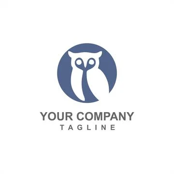 Owl negative space vector logo and icon for company Illustrazione stock