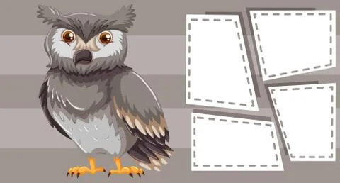 Owl on note template Stock Illustration