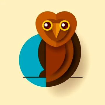 Owl Or Eagle-owl Bird Vector Isolated Icon. Wild Forest Feathered Nocturnal P Stock Illustration