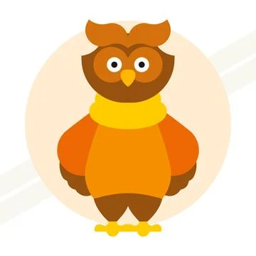Owl-in-orange-sweater Stock Illustration