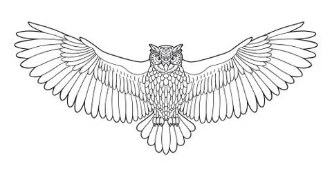 Owl outline emblem in hipster style Stock Illustration