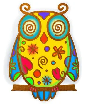 Owl Paint Doodle Stock-Illustration
