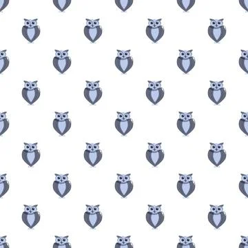 Owl pattern creating a seamless background with cute bird illustration Illustrazione stock