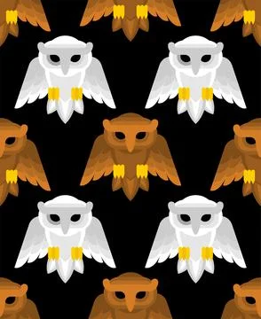 Owl Pattern seamless. Eagle-ow Background. Kids fabric ornament Stock Illustration