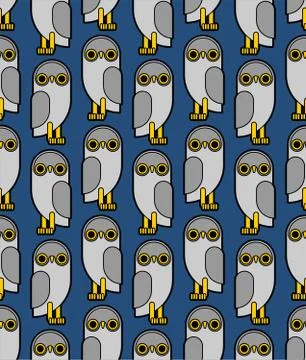 Owl pattern seamless. eagle-owl flat background . bird vector texture Stock Illustration