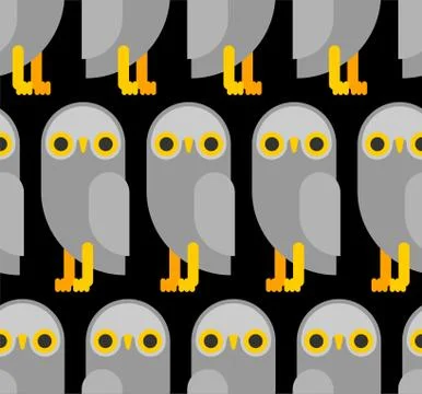 Owl pattern seamless. eagle-owl flat background . bird vector texture 스톡 일러스트