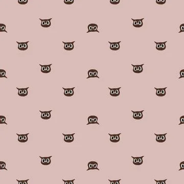 Owl pattern seamless in freehand style. Head animals on colorful background.  Stock Illustration