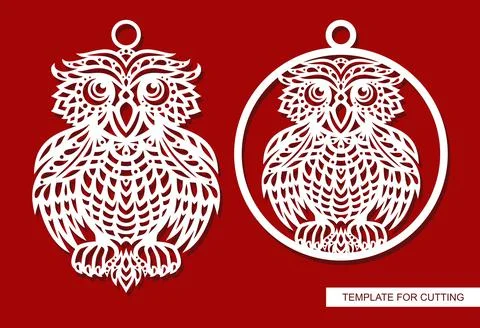 Owl pendant set.  Stock Illustration
