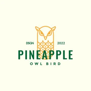 Owl with pineapple fruit logo design, vector graphic symbol icon illustrati.. Stock Illustration