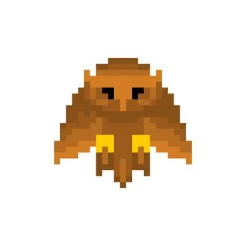 Owl Pixel art. 8 bit eagle-ow. pixelatedl Vector illustration Stock Illustration