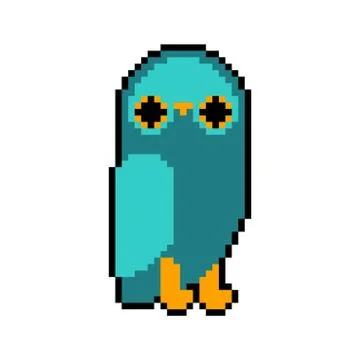 Owl pixel art. eagle-owl 8 bit. Pixelate bird Stock Illustration