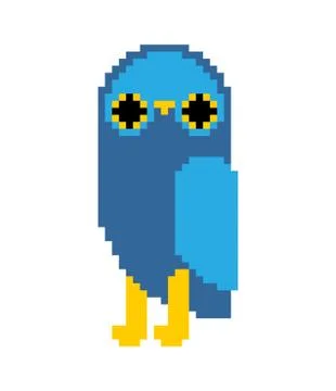 Owl pixel art. eagle-owl 8 bit. Pixelate bird Stock Illustration