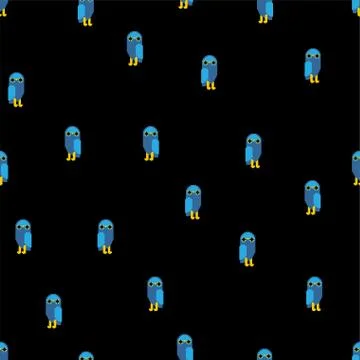 Owl pixel art pattern seamless. eagle-owl 8 bit background . Pixelate bird or Stock Illustration