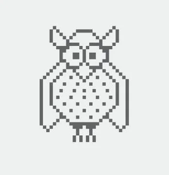 Owl pixel Icon, in the vector. Stock Illustration