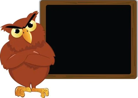 Owl pointing a blackboard Stock Illustration