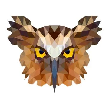 Owl portrait. Abstract low poly design. Illustrazione stock