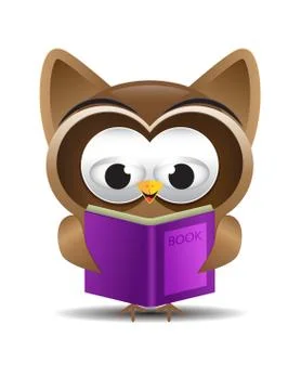 Owl reading a book Stock Illustration