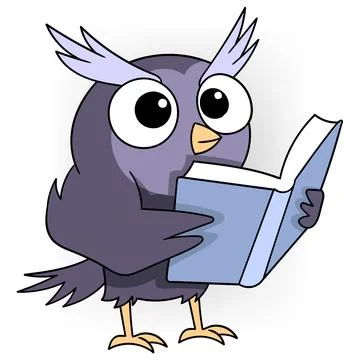 Owl is reading a book to increase knowledge Illustrazione stock
