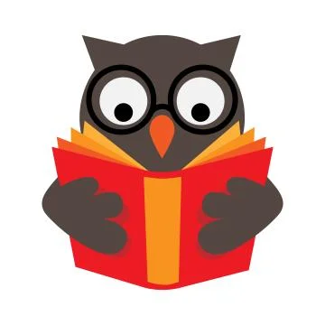 Owl reading red book Stock Illustration