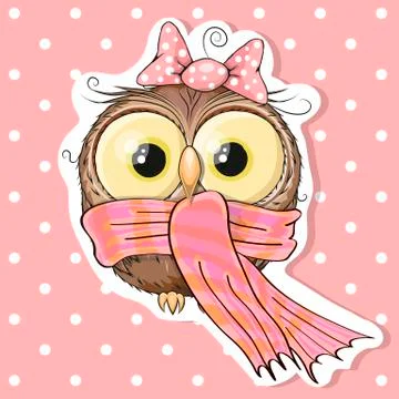 Owl in a scarf Stock Illustration