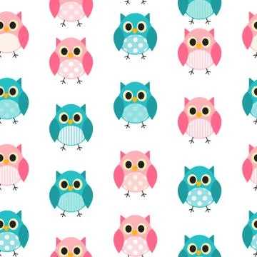 Owl Seamless Pattern Background Illustration Stock Illustration