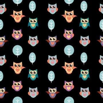 Owl Seamless Pattern Background Vector Illustration 스톡 일러스트