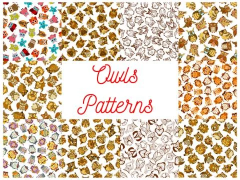 Owl seamless pattern backgrounds Stock Illustration