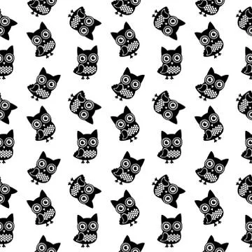 Owl Seamless Pattern Stock Illustration