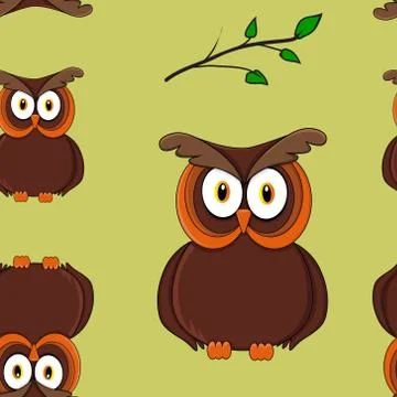 Owl seamless pattern Stock Illustration