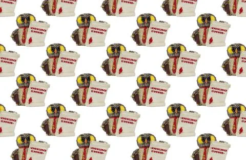 Owl seamless pattern on white. Bird. Wisdom. Foto stock