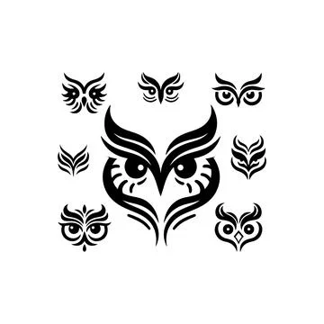 Owl sets Silhouette Vector design Ilustración de archivo