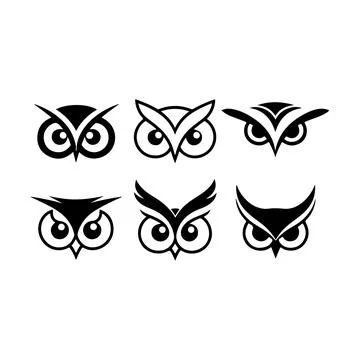 Owl sets Silhouette Vector Ilustración de archivo