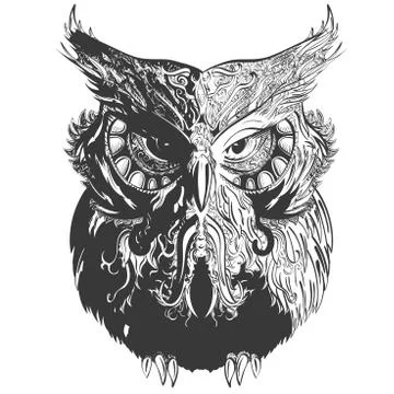 Owl Shadowesd Black Stock Illustration